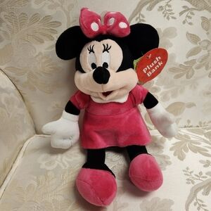Disney Pink Minnie Mouse Plush Piggy Bank